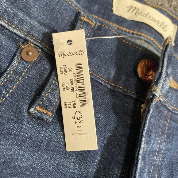 Madewell Women's 10" High-Rise Skinny Jeans in Hayes Wash f4684 size 27x28 $128 - Picture 3 of 11